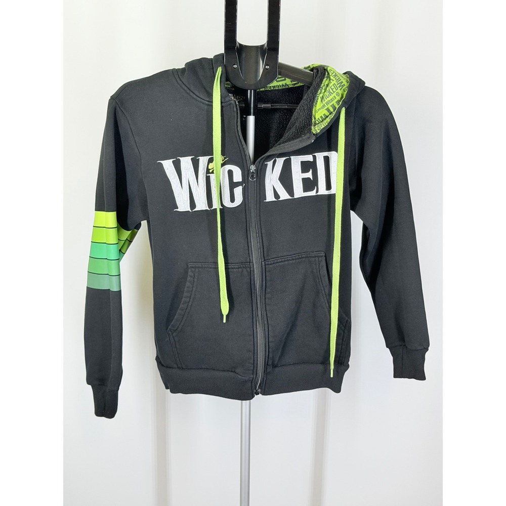 Wicked The Musical Zip Up Hoodie Black Green Embroidered Logo Women XS Broadway